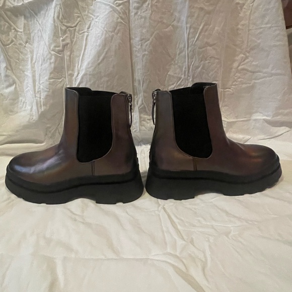 NWOT, lug sole Steve Madden boots. Metallic look skews purple, silver & black. - Picture 3 of 6